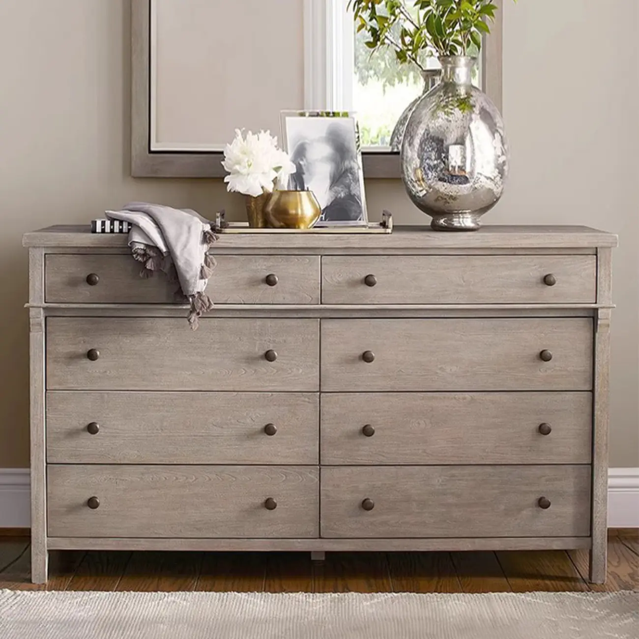 Rustic Oak Brown Living Room Accent Chests with 6/8 Drawers Image - 2 | homeyfad