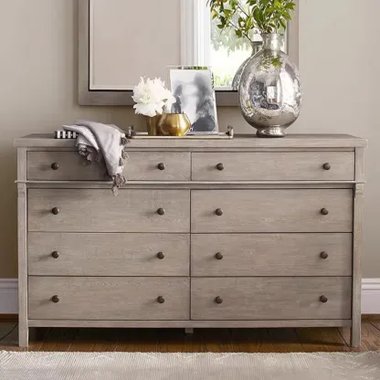 Rustic Oak Brown Living Room Accent Chests with 6/8 Drawers Image - 2