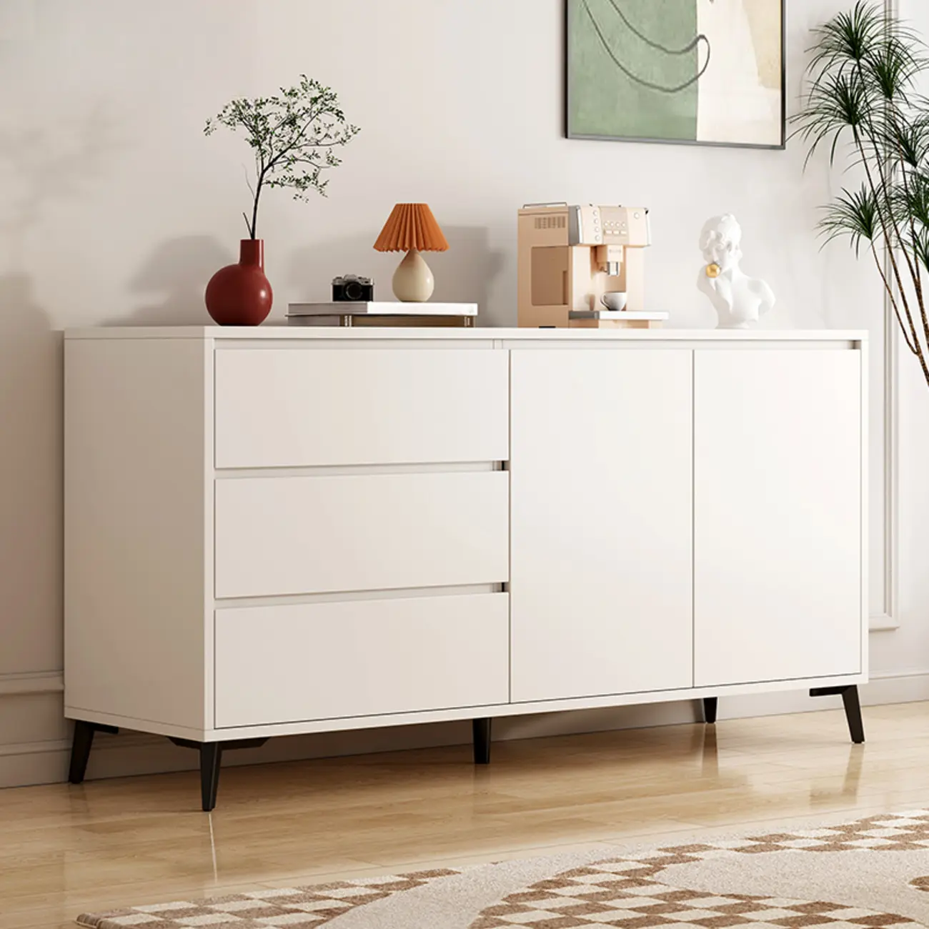 Modern Living Room Storage Cabinet with 2 Doors & 3 Drawers Image - 8 | homeyfad