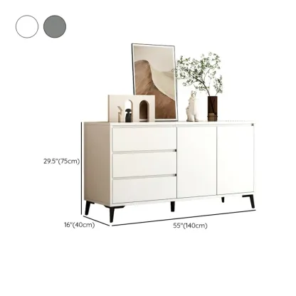 Modern Rectangular White Wooden Storage Cabinet with 5 Sizes Image - 16