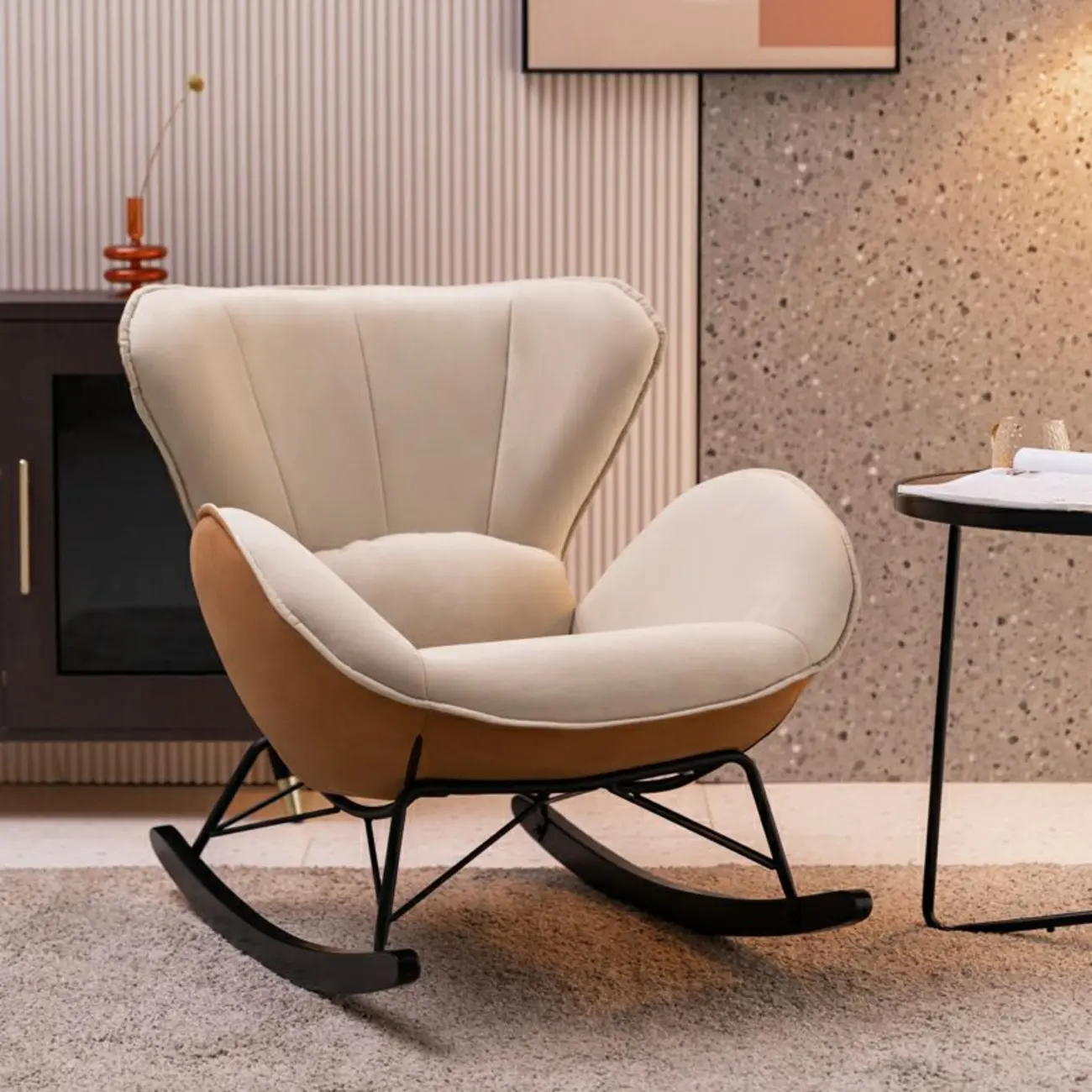 Modern Upholstered Rocking Chair for Living Room Relax Image - 2 | homeyfad