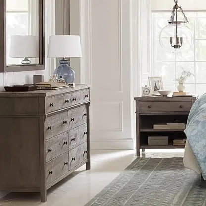 Rustic Oak Brown Living Room Accent Chests with 6/8 Drawers Image - 4