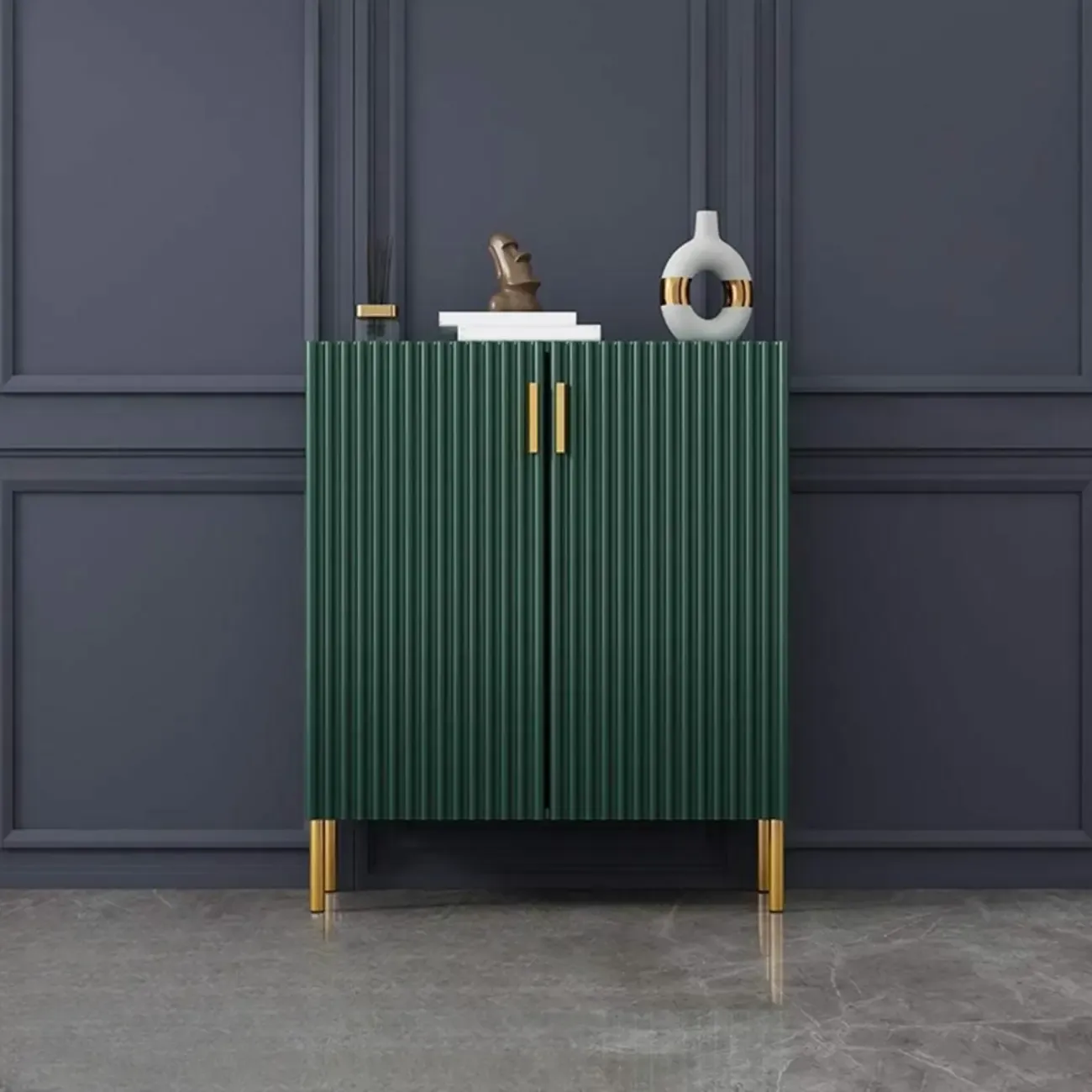 Glam Wooden Sideboard with Shelves and Cabinets Image - 9