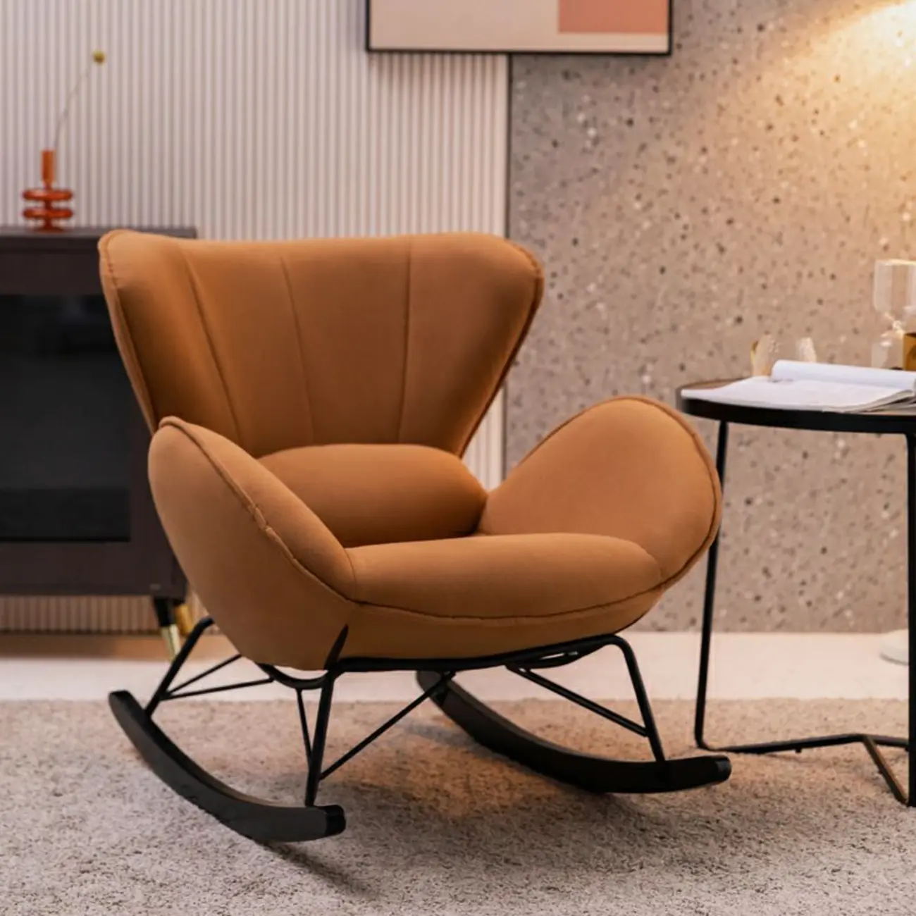 Modern Upholstered Rocking Chair for Living Room Relax Image - 3 | homeyfad