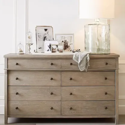 Rustic Oak Brown Living Room Accent Chests with 6/8 Drawers Image - 1