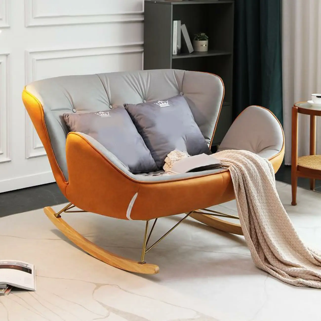 Modern Upholstered Rocking Chair for Living Room Relax Image - 4 | homeyfad