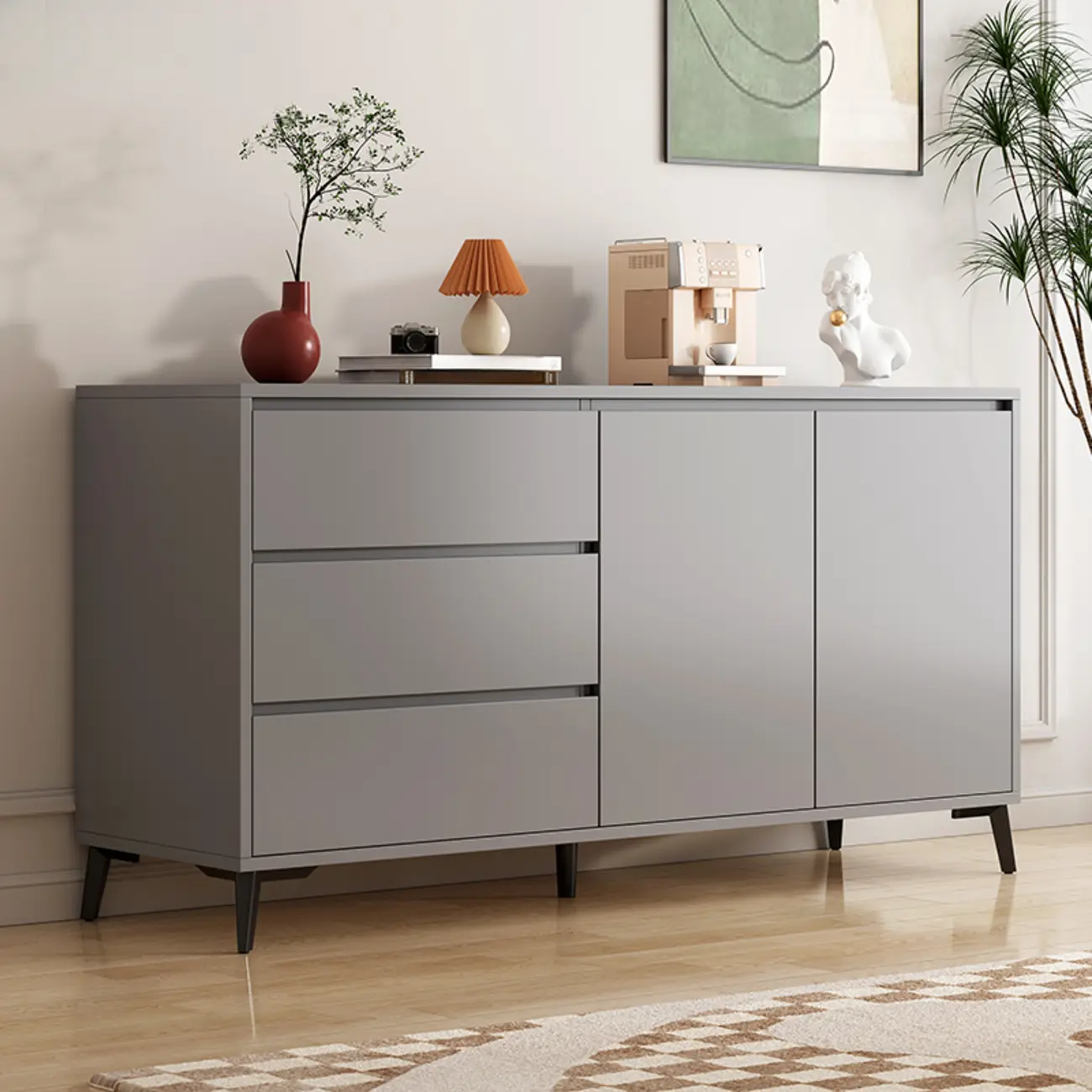 Modern Living Room Storage Cabinet with 2 Doors & 3 Drawers Image - 10 | homeyfad