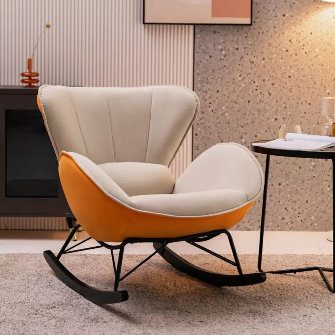 Modern Upholstered Rocking Chair for Living Room Relax Image - 5