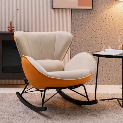 Modern Upholstered Rocking Chair for Living Room Relax Image - 5