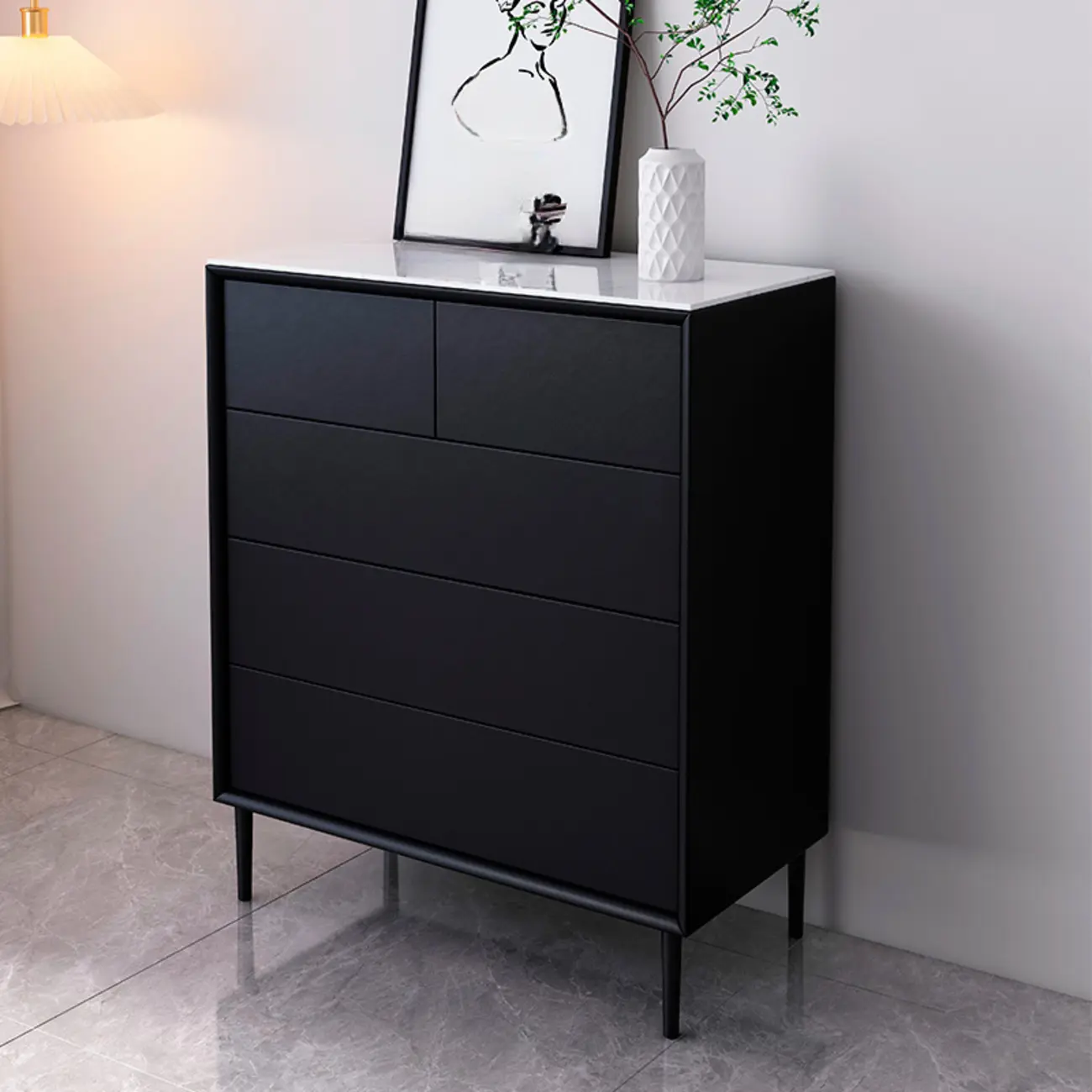 6" Modern Black Accent Cabinet for Bedroom & Living Room Image - 1 | homeyfad