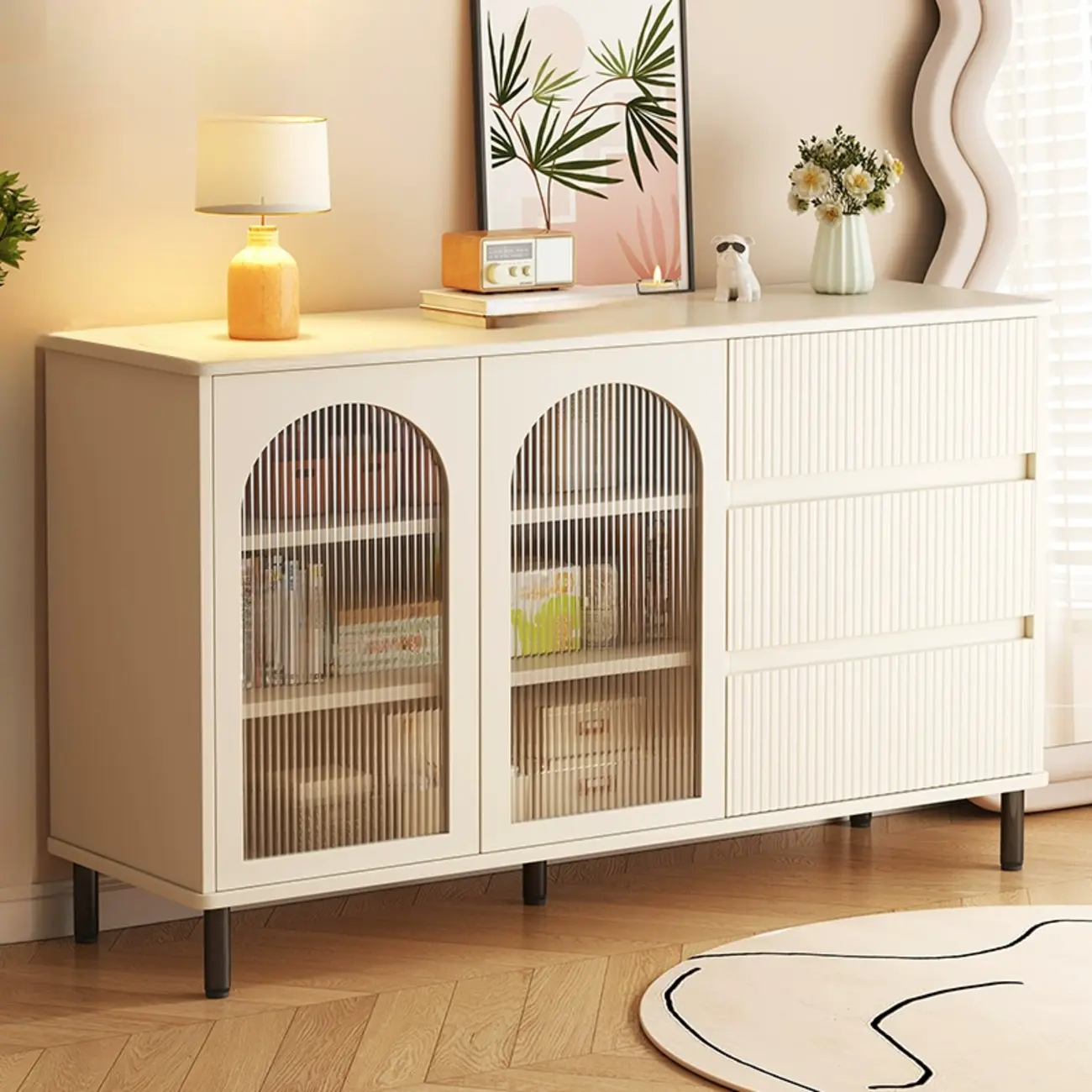 Modern Living Room Storage Cabinet with 2 Doors & 3 Drawers Image - 11 | homeyfad