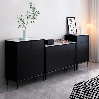 6" Modern Black Accent Cabinet for Bedroom & Living Room Image - 2