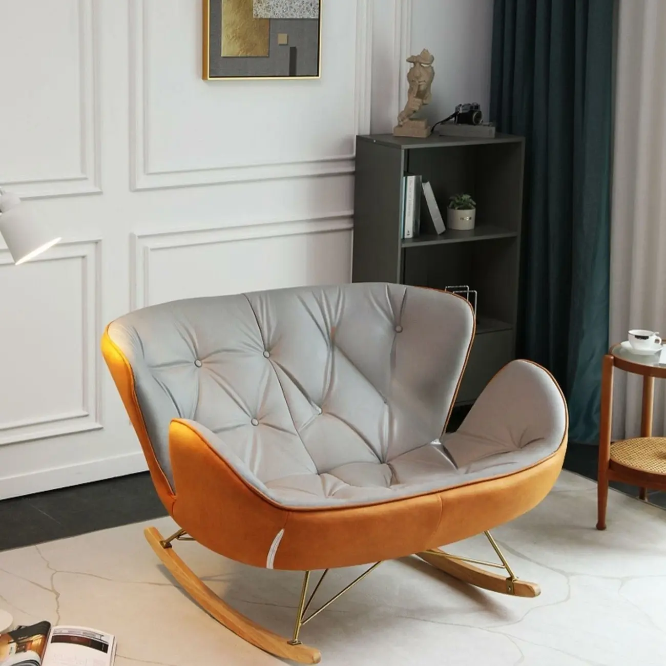 Modern Upholstered Rocking Chair for Living Room Relax Image - 6 | homeyfad