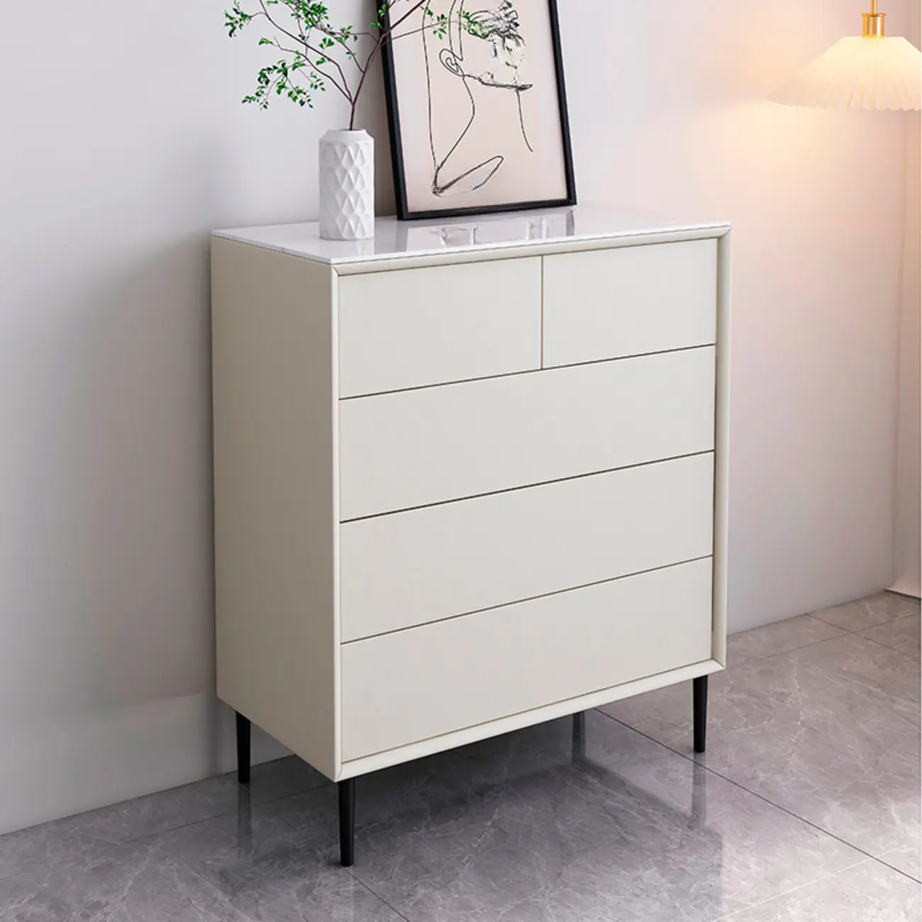 6" Modern Black Accent Cabinet for Bedroom & Living Room Image - 3 | homeyfad