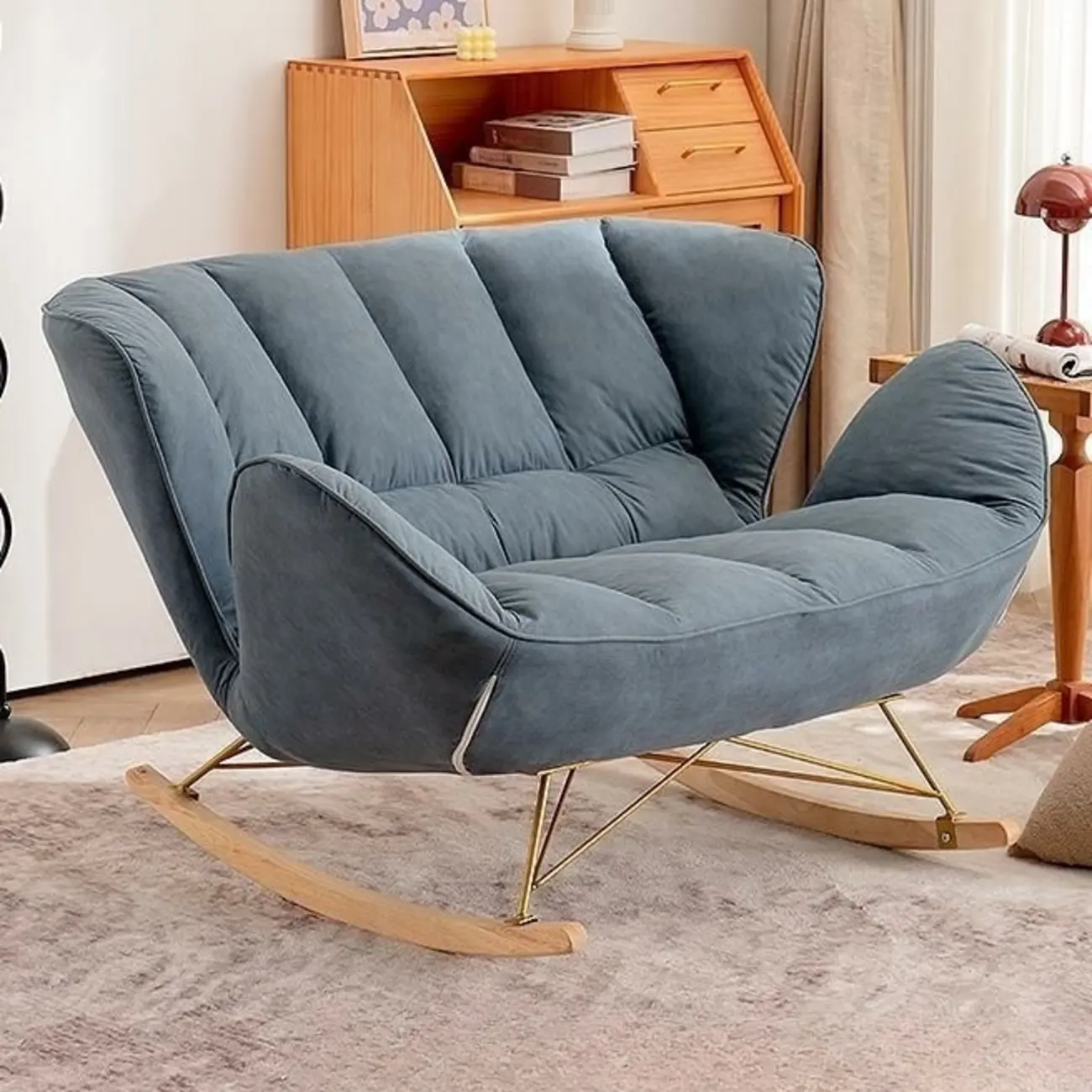 Modern Upholstered Rocking Chair for Living Room Relax Image - 7 | homeyfad