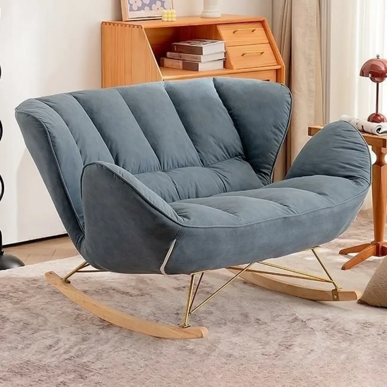 Modern Upholstered Rocking Chair for Living Room Relax Image - 7