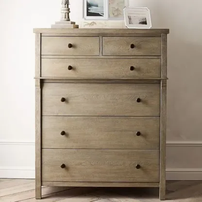 Rustic Oak Brown Living Room Accent Chests with 6/8 Drawers Image - 8