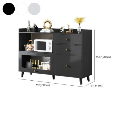 Minimalist Wooden White Kitchen Accent Cabinet with Doors Image - 24