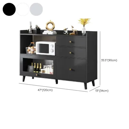 Minimalist Wooden White Kitchen Accent Cabinet with Doors Image - 25