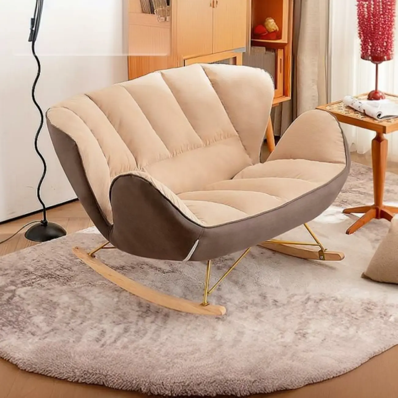 Modern Upholstered Rocking Chair for Living Room Relax Image - 9 | homeyfad