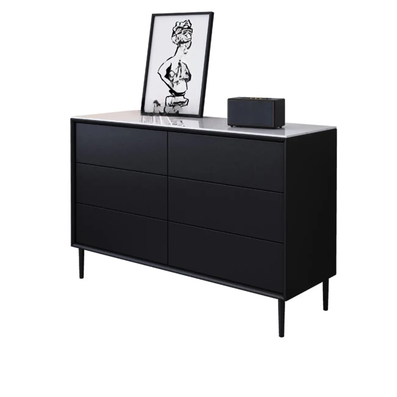 6" Modern Black Accent Cabinet for Bedroom & Living Room | homeyfad