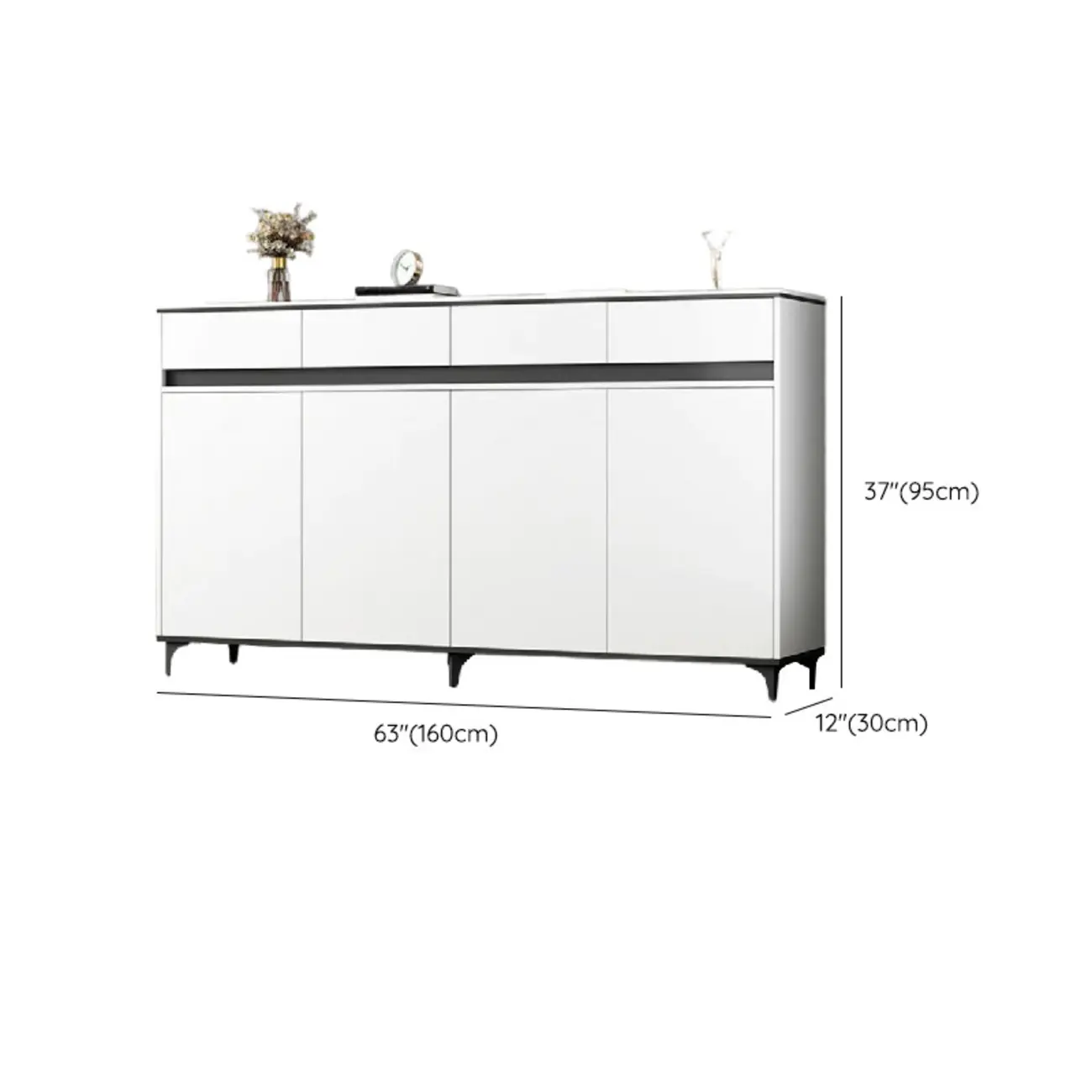 Minimalist Wooden White Kitchen Accent Cabinet with Doors Image - 26 | homeyfad