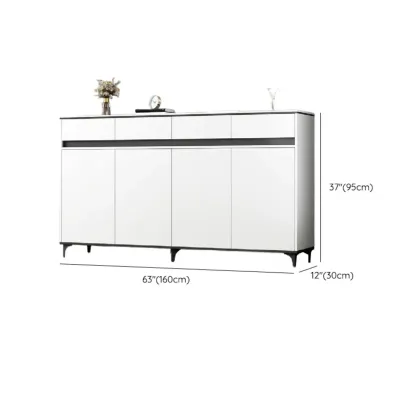 Minimalist Wooden White Kitchen Accent Cabinet with Doors Image - 26