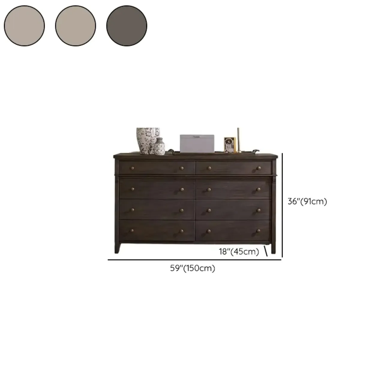 Rustic Oak Brown Living Room Accent Chests with 6/8 Drawers Image - 10