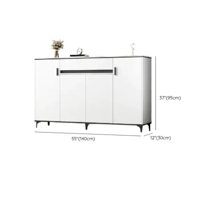 Minimalist Wooden White Kitchen Accent Cabinet with Doors Image - 27