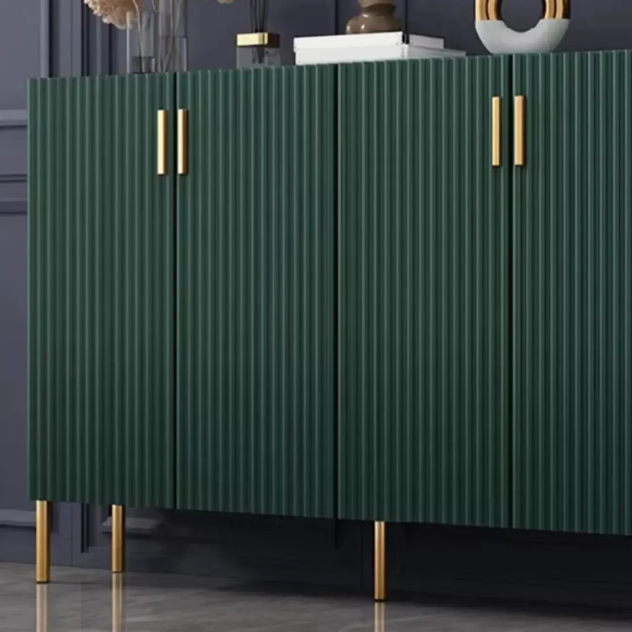 Glam Wooden Sideboard with Shelves and Cabinets Image - 17