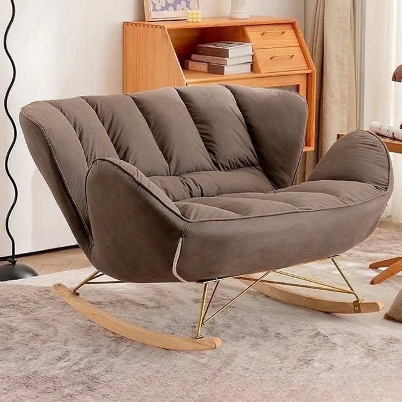 Modern Upholstered Rocking Chair for Living Room Relax Image - 11 | homeyfad