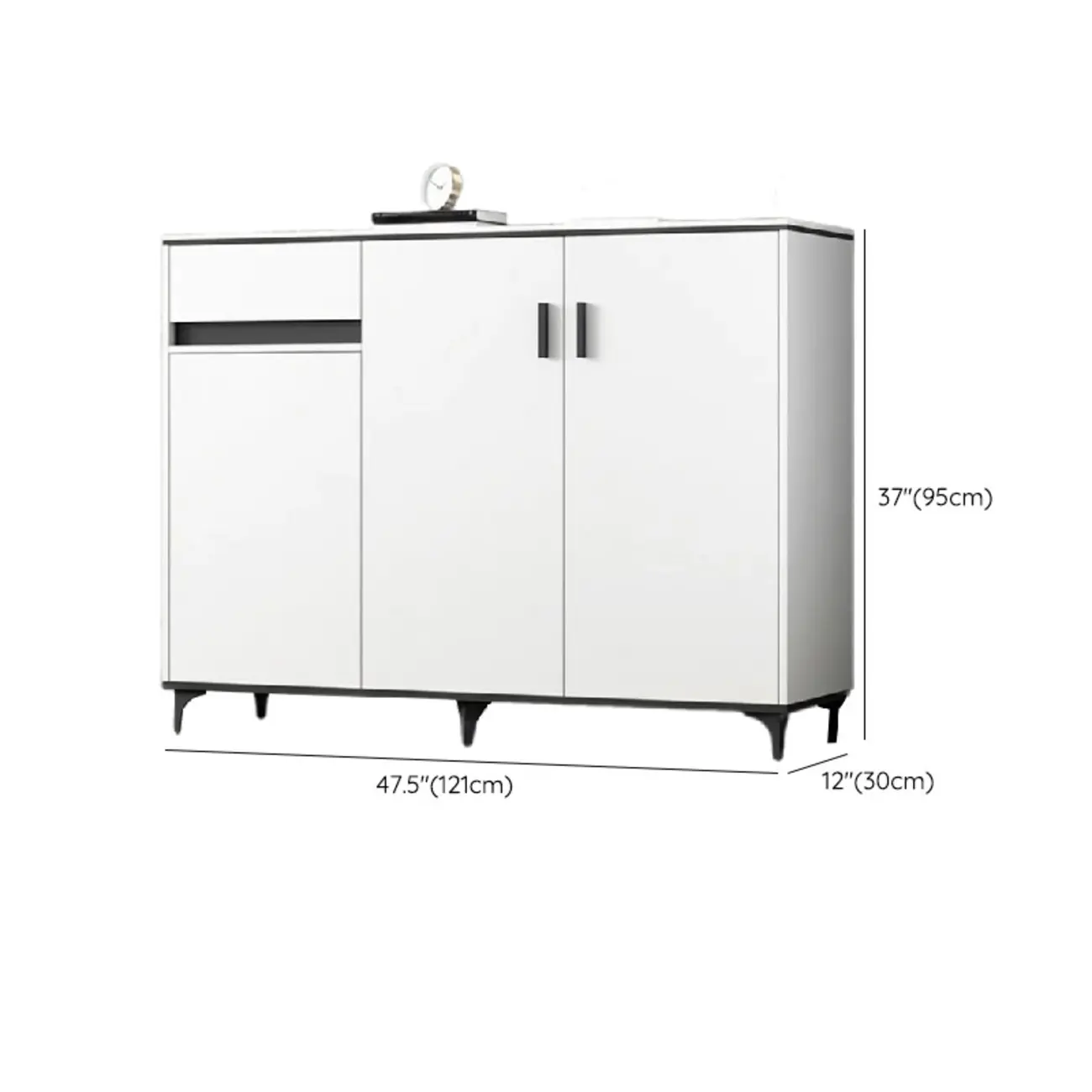 Minimalist Wooden White Kitchen Accent Cabinet with Doors Image - 28 | homeyfad