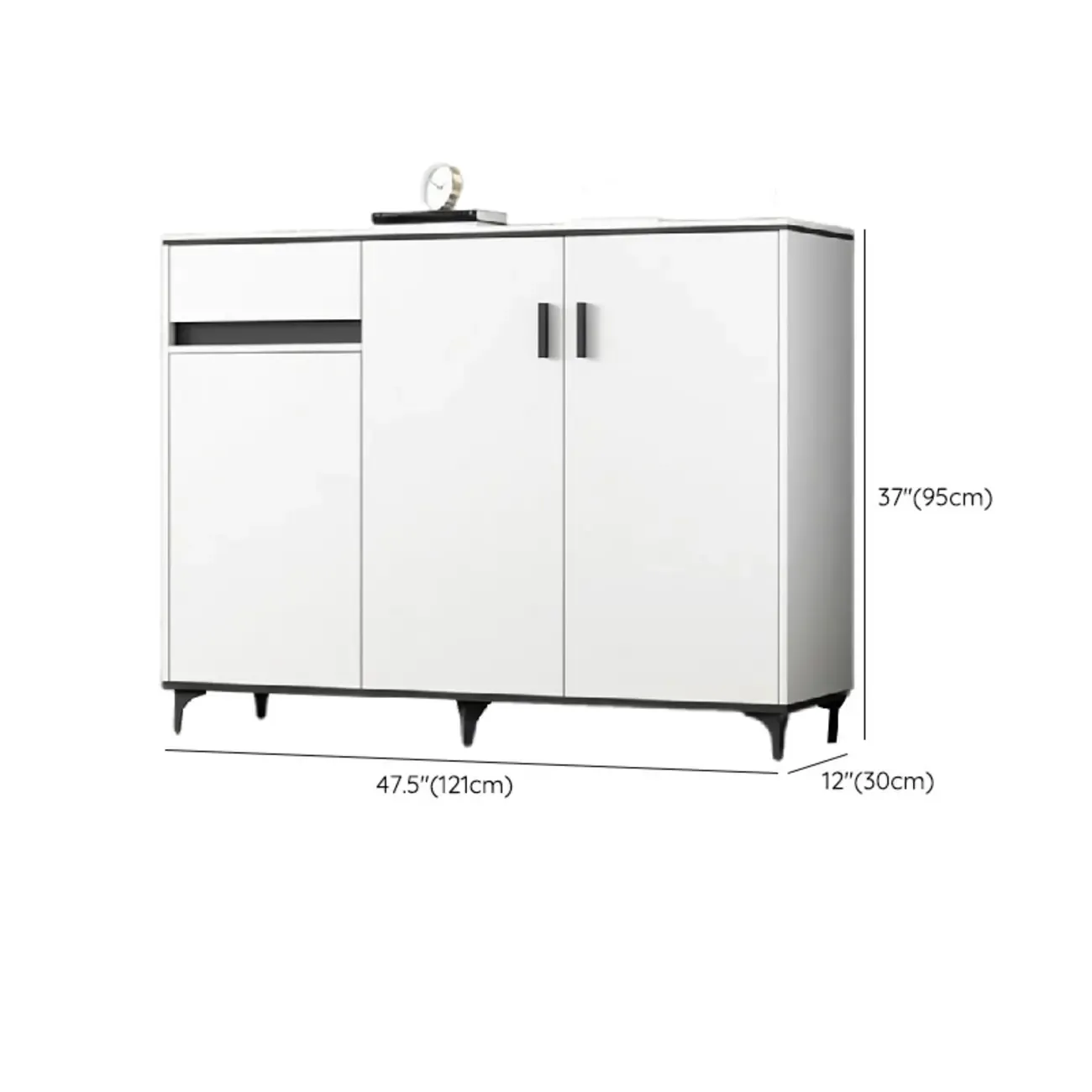 Minimalist Wooden White Kitchen Accent Cabinet with Doors Image - 28