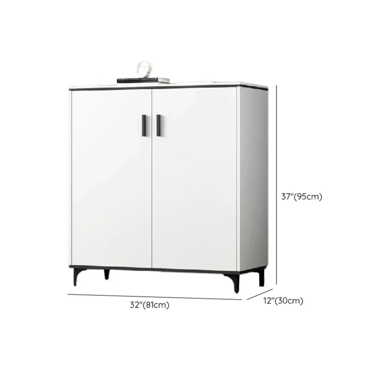 Minimalist Wooden White Kitchen Accent Cabinet with Doors Image - 29