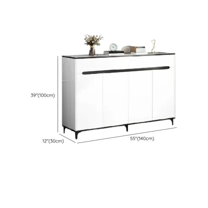 Minimalist Wooden White Kitchen Accent Cabinet with Doors Image - 30