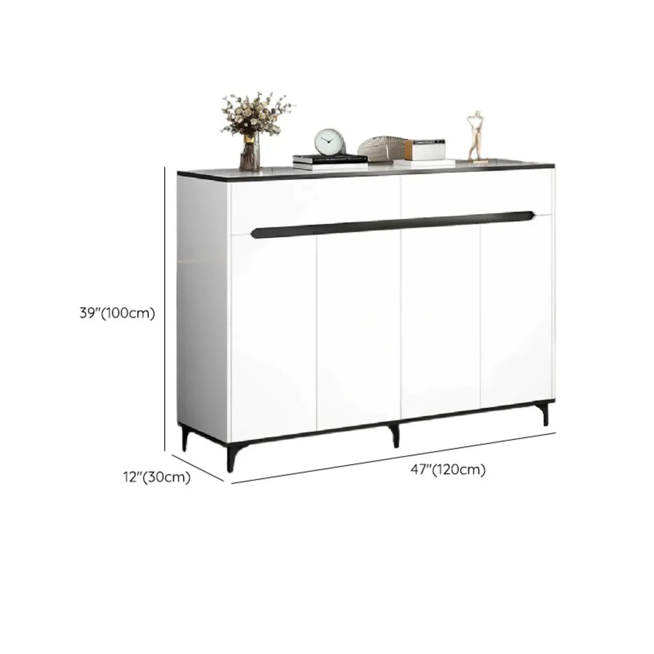 Minimalist Wooden White Kitchen Accent Cabinet with Doors Image - 31 | homeyfad