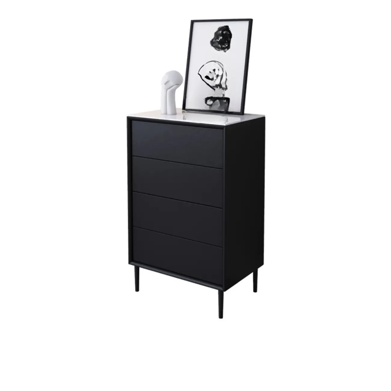 6" Modern Black Accent Cabinet for Bedroom & Living Room | homeyfad