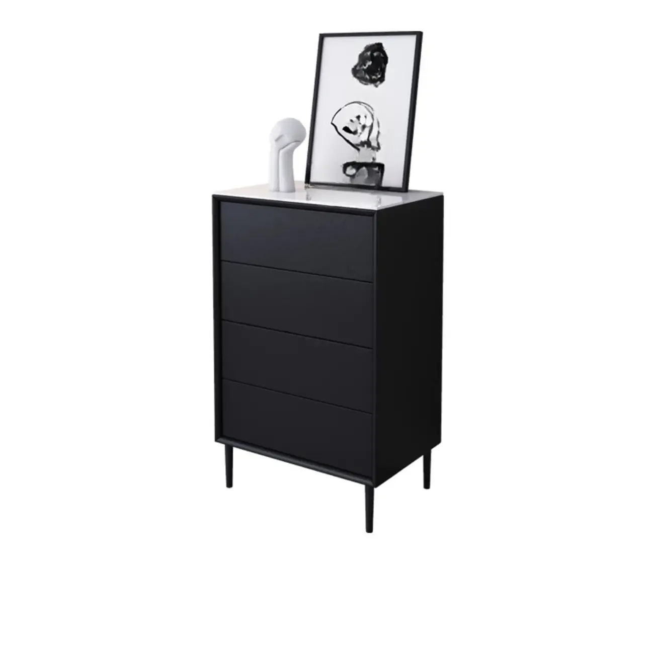 6" Modern Black Accent Cabinet for Bedroom & Living Room | HomeyFad