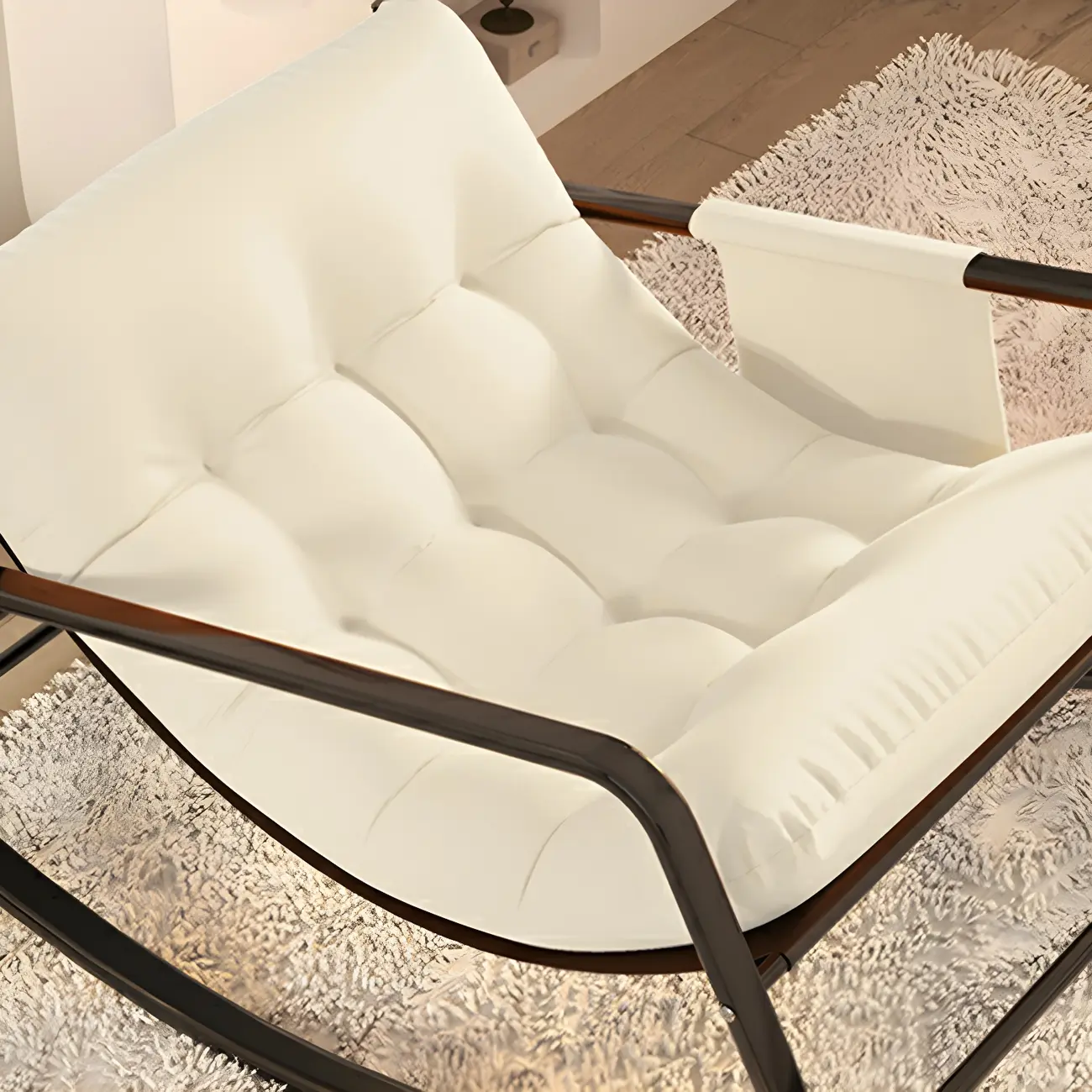Modern 2 Seat Upholstered Rocking Chair with Track Arms Image - 17 | homeyfad