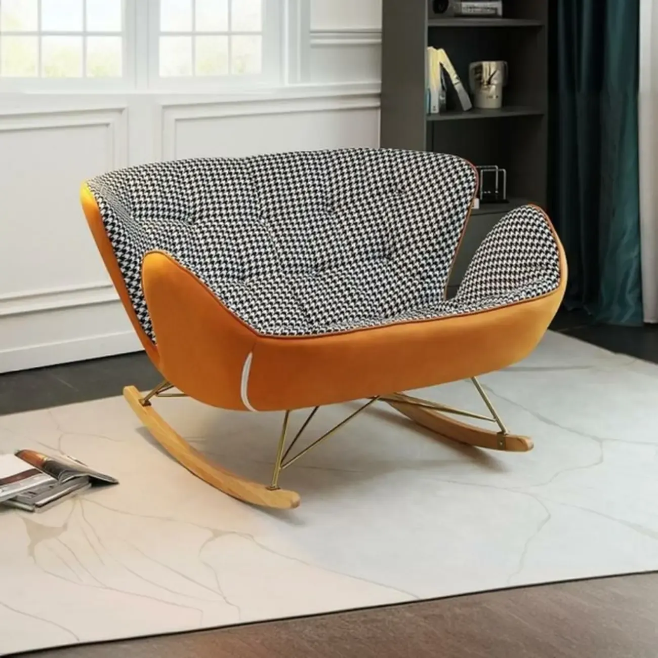 Modern Upholstered Rocking Chair for Living Room Relax Image - 15