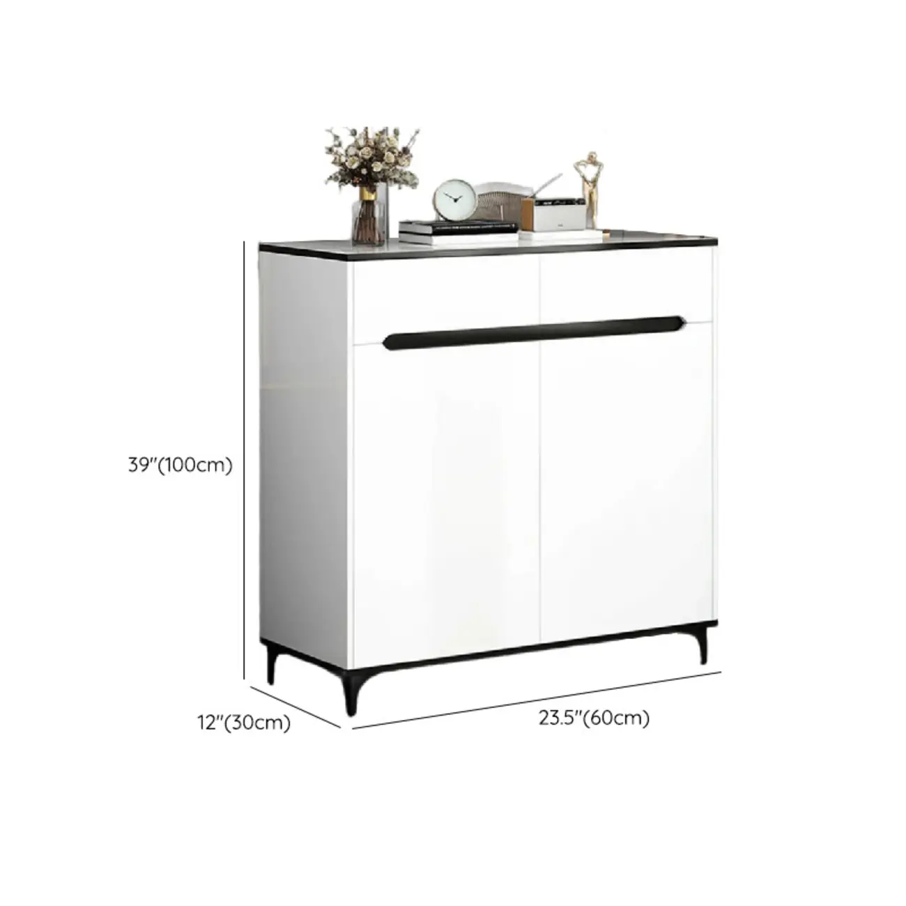 Minimalist Wooden White Kitchen Accent Cabinet with Doors Image - 33 | homeyfad