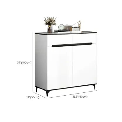 Minimalist Wooden White Kitchen Accent Cabinet with Doors Image - 33