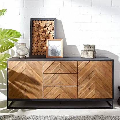 3 Drawers Modern Pine Storage Cabinet for Living Room Image - 2