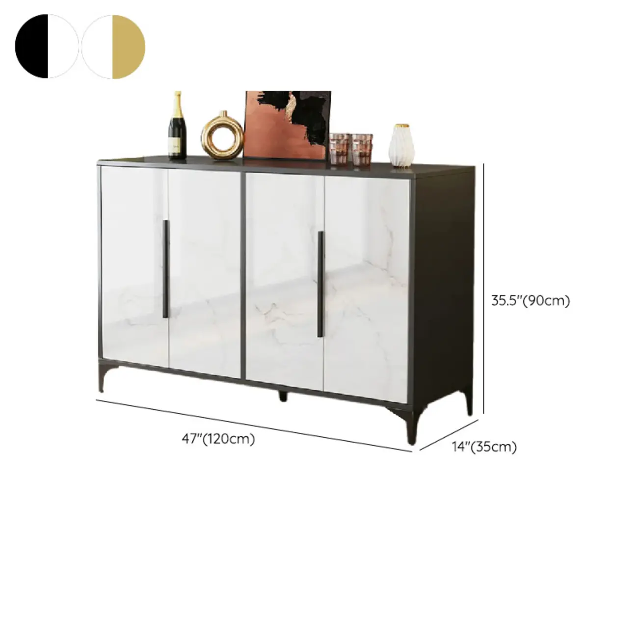 Minimalist Wooden White Kitchen Accent Cabinet with Doors Image - 34 | homeyfad