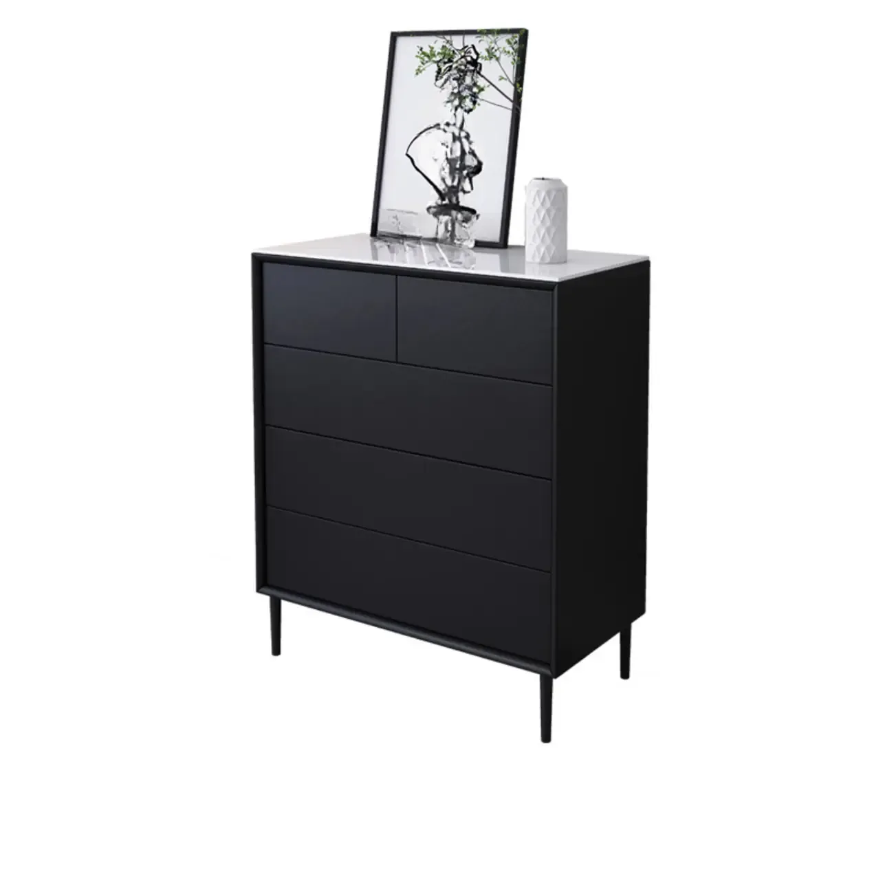 6" Modern Black Accent Cabinet for Bedroom & Living Room