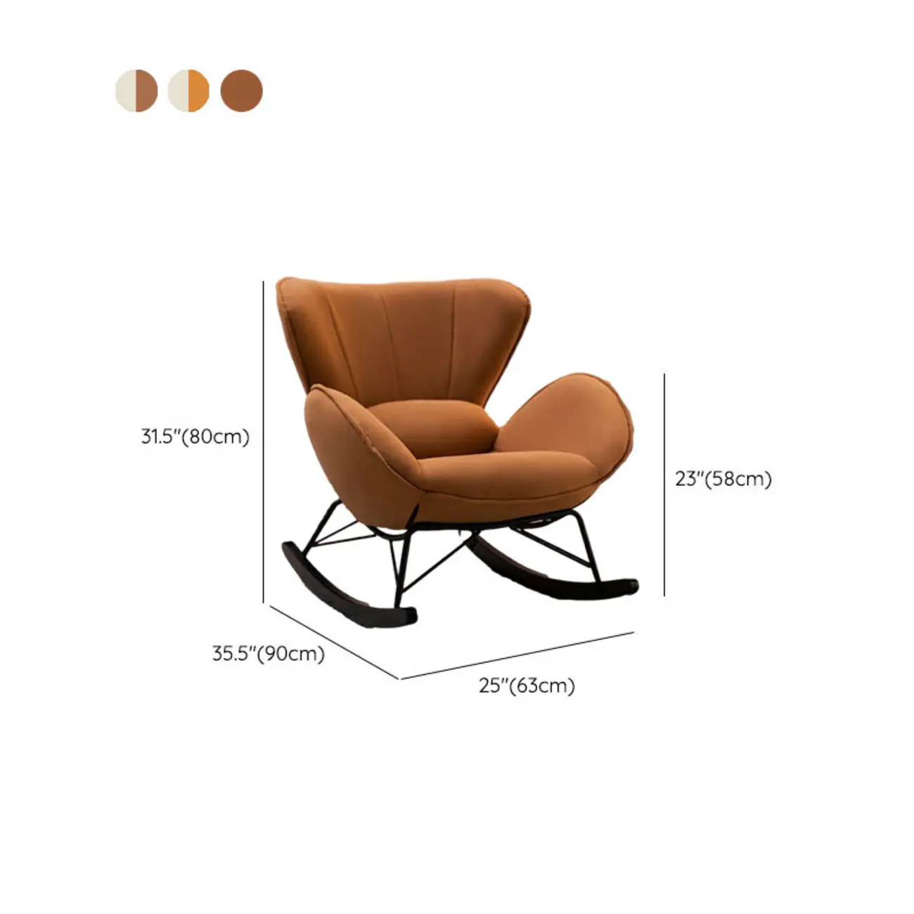 Modern Upholstered Rocking Chair for Living Room Relax #size | homeyfad