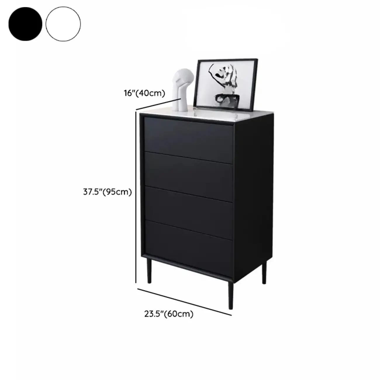 6" Modern Black Accent Cabinet for Bedroom & Living Room #size | homeyfad