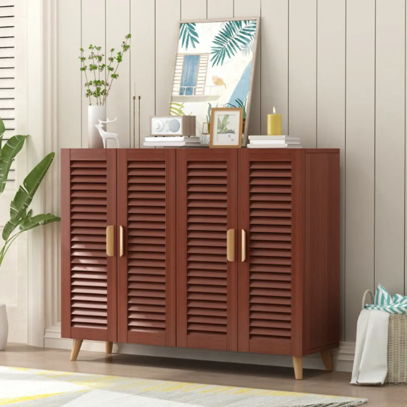 Modern Wooden Ventilated Storage Cabinet with Straight Legs Image - 1 | homeyfad