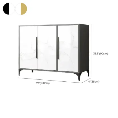 Minimalist Wooden White Kitchen Accent Cabinet with Doors Image - 36