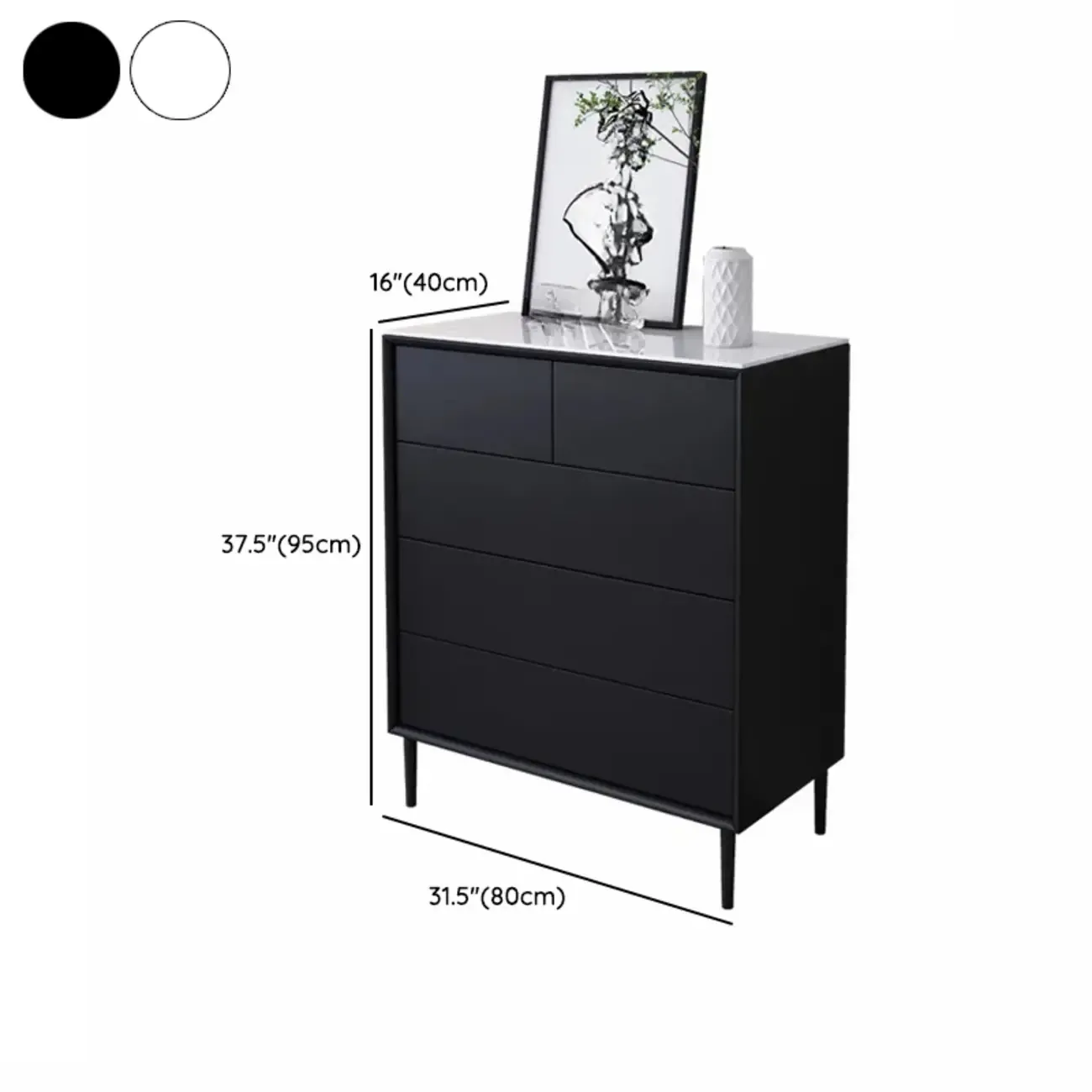 6" Modern Black Accent Cabinet for Bedroom & Living Room Image - 14